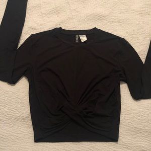 Twist front long sleeve crop top